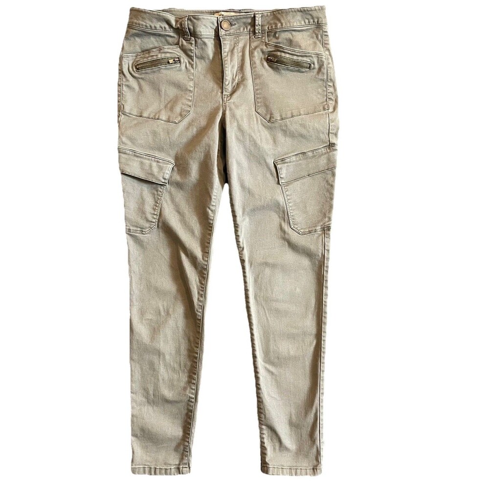 Democracy Pants Women’s Cargo Khaki Utility Low Rise Sz 12 "Ab"Fit Technology